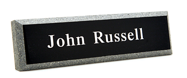 Office nameplates can be mounted on a wall or placed on your desk.