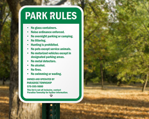 Park Etiquette Sign