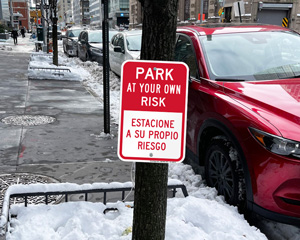 Parking lot security signs