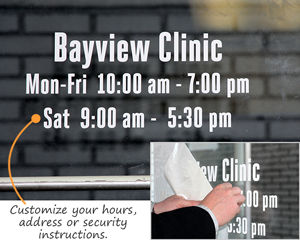 window decals for business hours