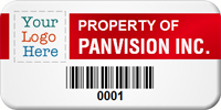 SunGuard Asset Label Add Company Name with Barcode