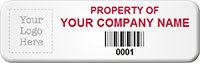 0.625" X 2" Custom Barcode Logo Asset Tag