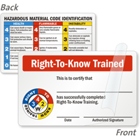 Right To Know Trained Self Laminating Wallet Card Double Sided