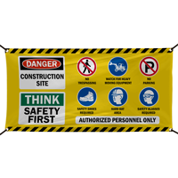 Danger Construction Site Think Safety First Banner