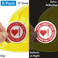 CPR First Aid  Certified And Trained Hard Hat Label