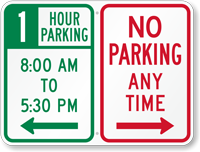 Custom No Parking Anytime Sign Right Arrow