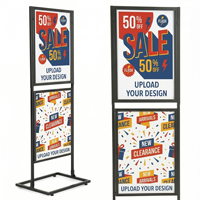 Portable Metal Infoboard Double Tier Double Sided Floor Sign Holder Kit