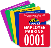 Employee Parking Mirror Hang Tag Small Size