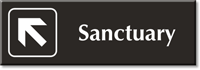 Sanctuary with Top Left Arrow Engraved Door Sign