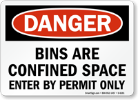 Bins Are Confined Space Danger Sign
