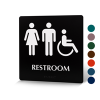 Braille Unisex Restroom Sign With Male Female Accessible Pictograms