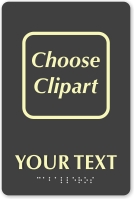 Custom ADA Braille Sign with Glow in the Dark Text and Clipart