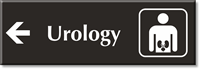 Urology Engraved Sign Kidney and Left Arrow Symbol