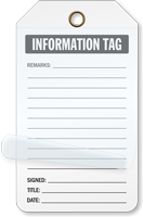 Information Tag Self Laminating Tags