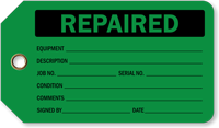 Vinyl Inspection Tags, Repaired Plastic Tags